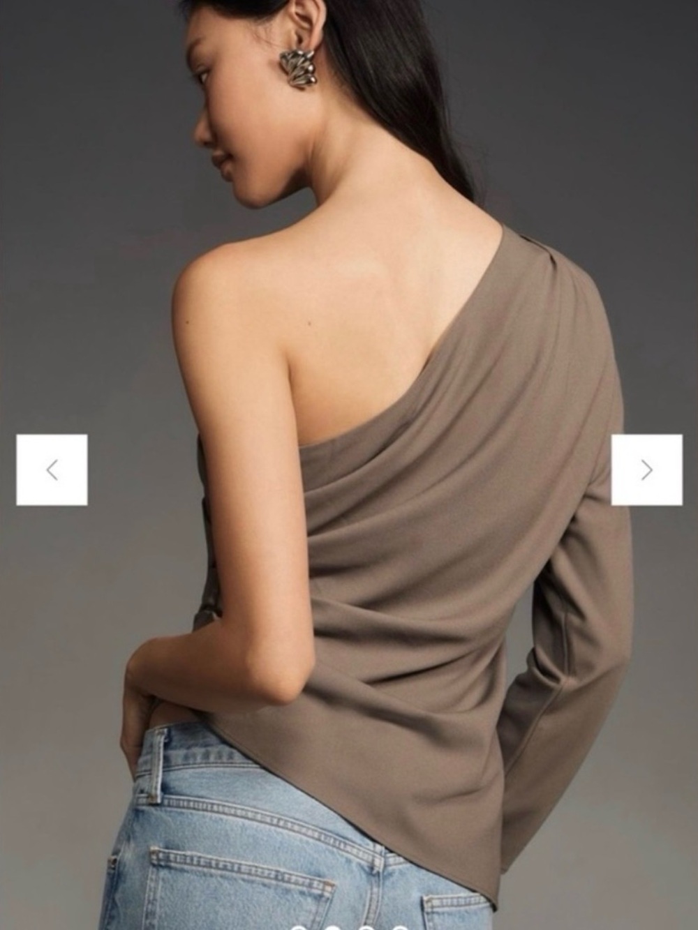 GREY LAB One-Shoulder Top in Gray/Taupe NWT Sz Lg
